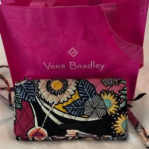 Vera Bradley Floral Wristlet - Pink, Blue, Yellow, Black clutch